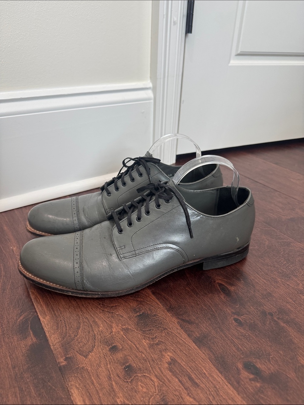 Stacy Adams Men’s Grey Leather Dress Shoes Business Church Wedding Formal, 11.5